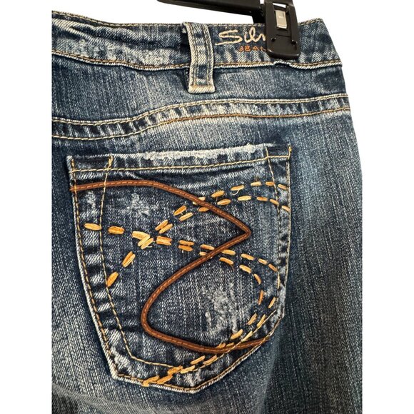 Silver Jeans Frances Bootcut Womens W31 Blue Distressed Denim Mid Rise Stretch - Picture 9 of 9